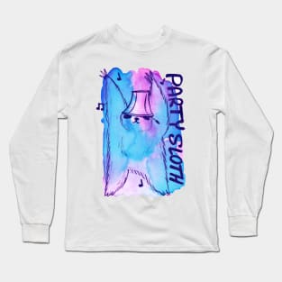 Party Sloth Watercolor Long Sleeve T-Shirt